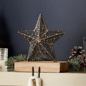 Crate & Barrel Rustic Star Stocking Holders - PAIR
